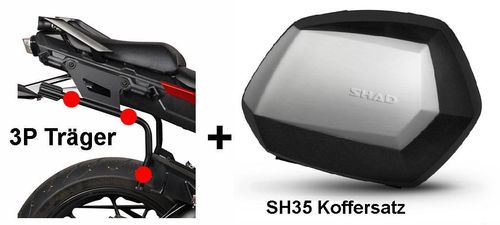 SHAD 3P Seitenkoffer-Träger H0CX59IF für Honda CB 500 X Bj.16-23 + SH35 Koffersatz